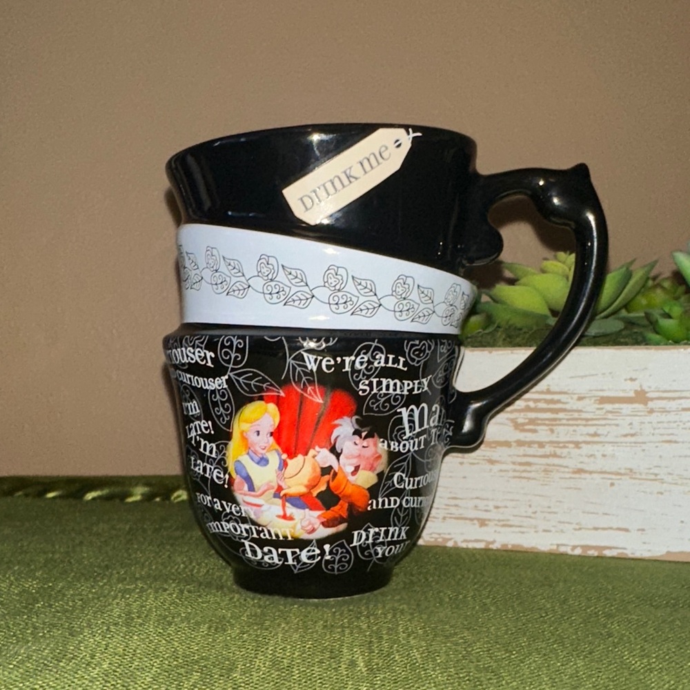 LIKE NEW Disney Parks Alice In Wonderland Stacked Tea Cups Coffee Mug